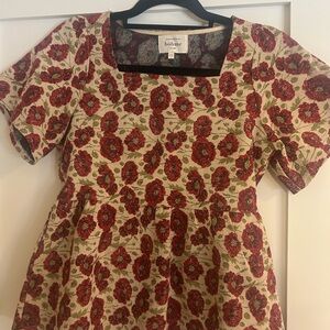 Bohme Floral Dress with Red and Cream Pattern